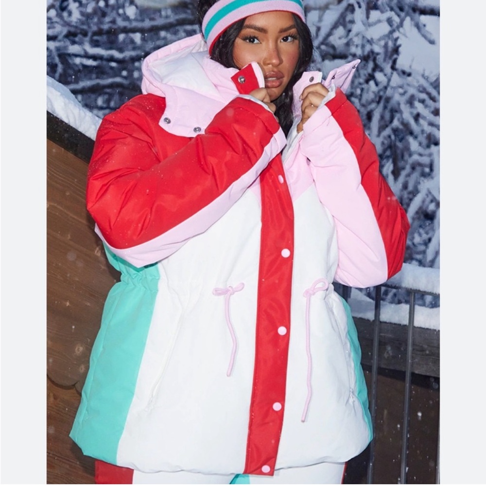 Used worn once ski coat PLT PRETTY LITTLE THINGS. Smoke free home, no pets.